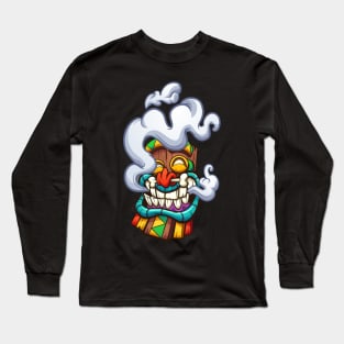 Smoking Tiki Mask Long Sleeve T-Shirt